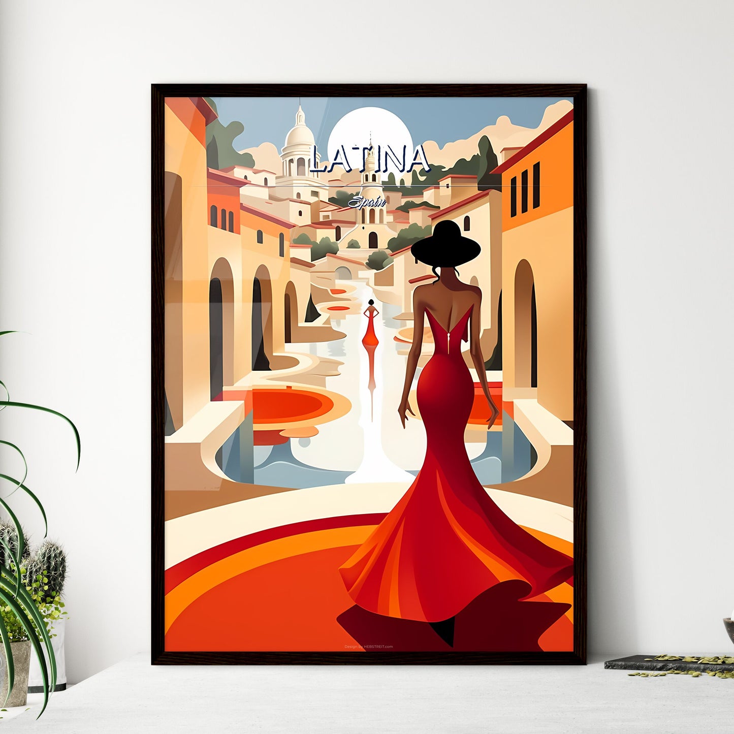 Latina, Spain - Art print of a bathtub in a bathroom Framed Art