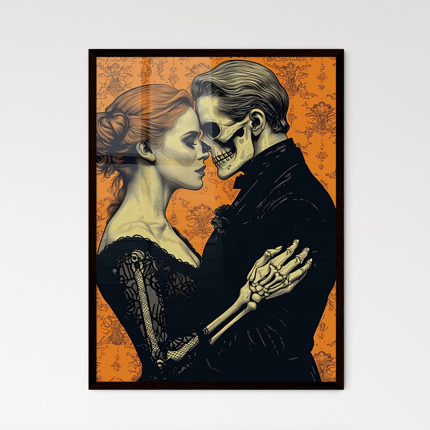 A skeleton slow dances - Art print of a pain - Framed Art Print