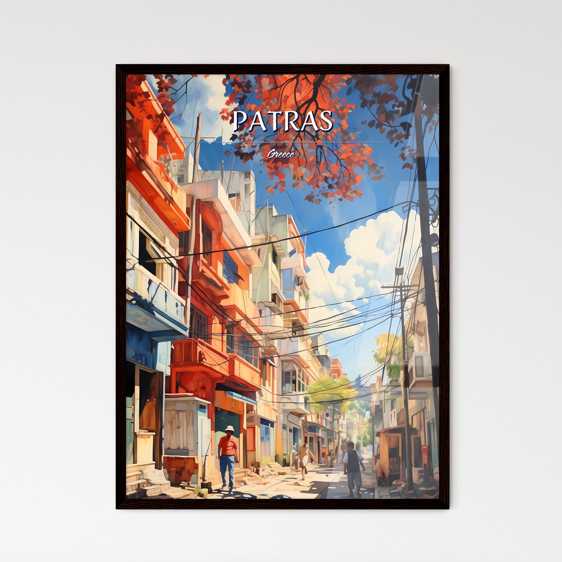 Patras, Greece - Art print of a large building with a statue on top of it Framed Art