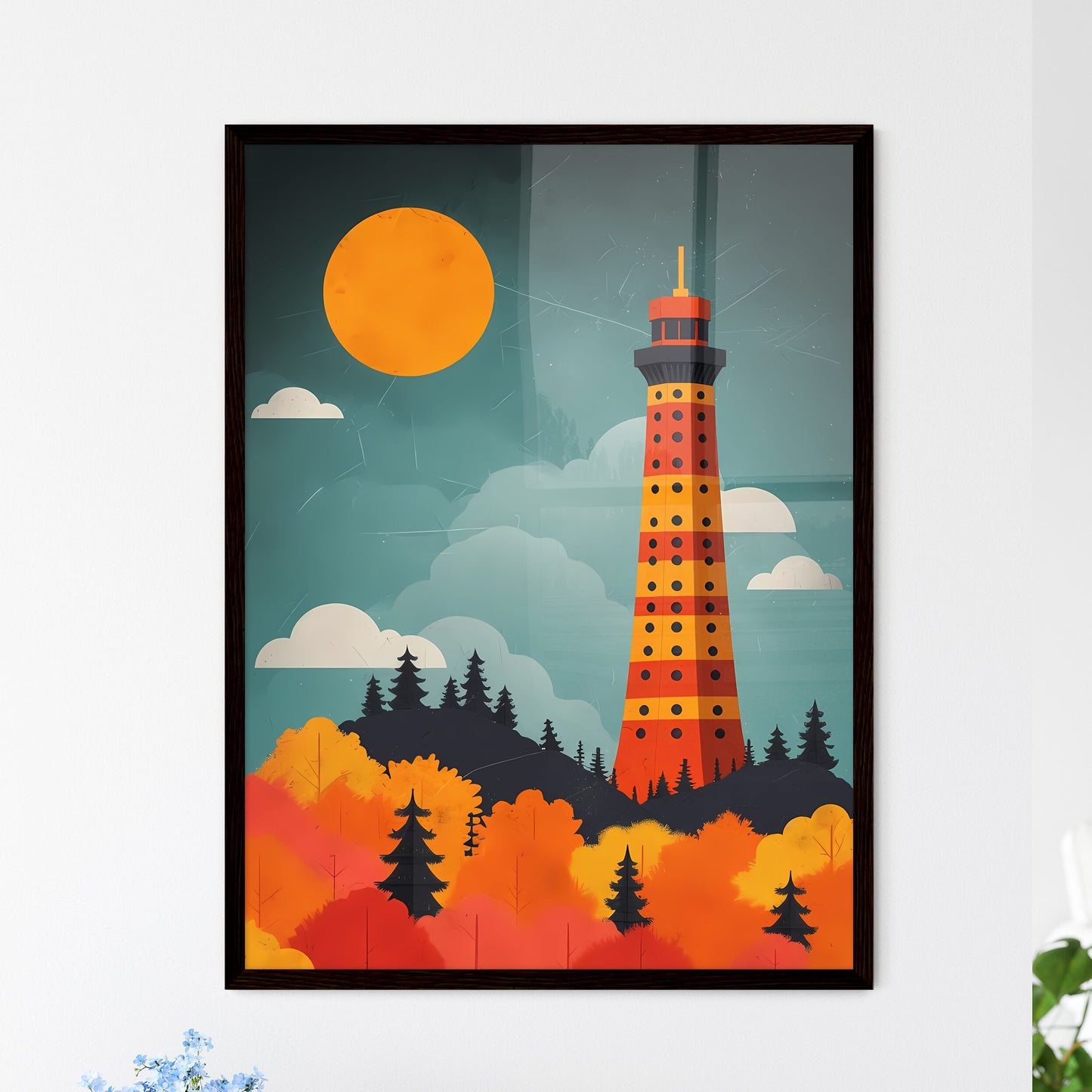 A travel poster of the eiffel tower - Art print of a building next to a body of water Framed Art