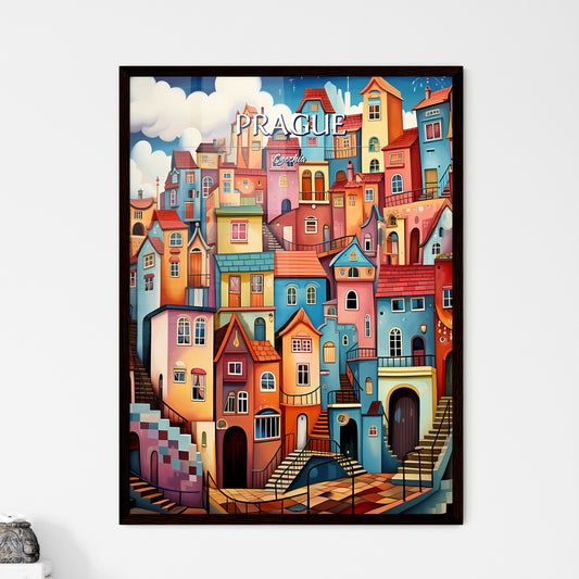 Prague, Czechia - Art print of a colorful city with many windows Framed Art
