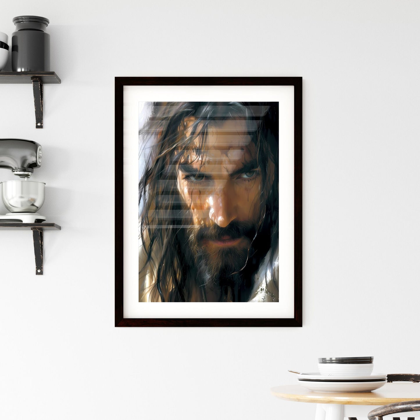 A Christian-themed movie poster, 1980s - Art print of a man with long hair and a beard Default Title