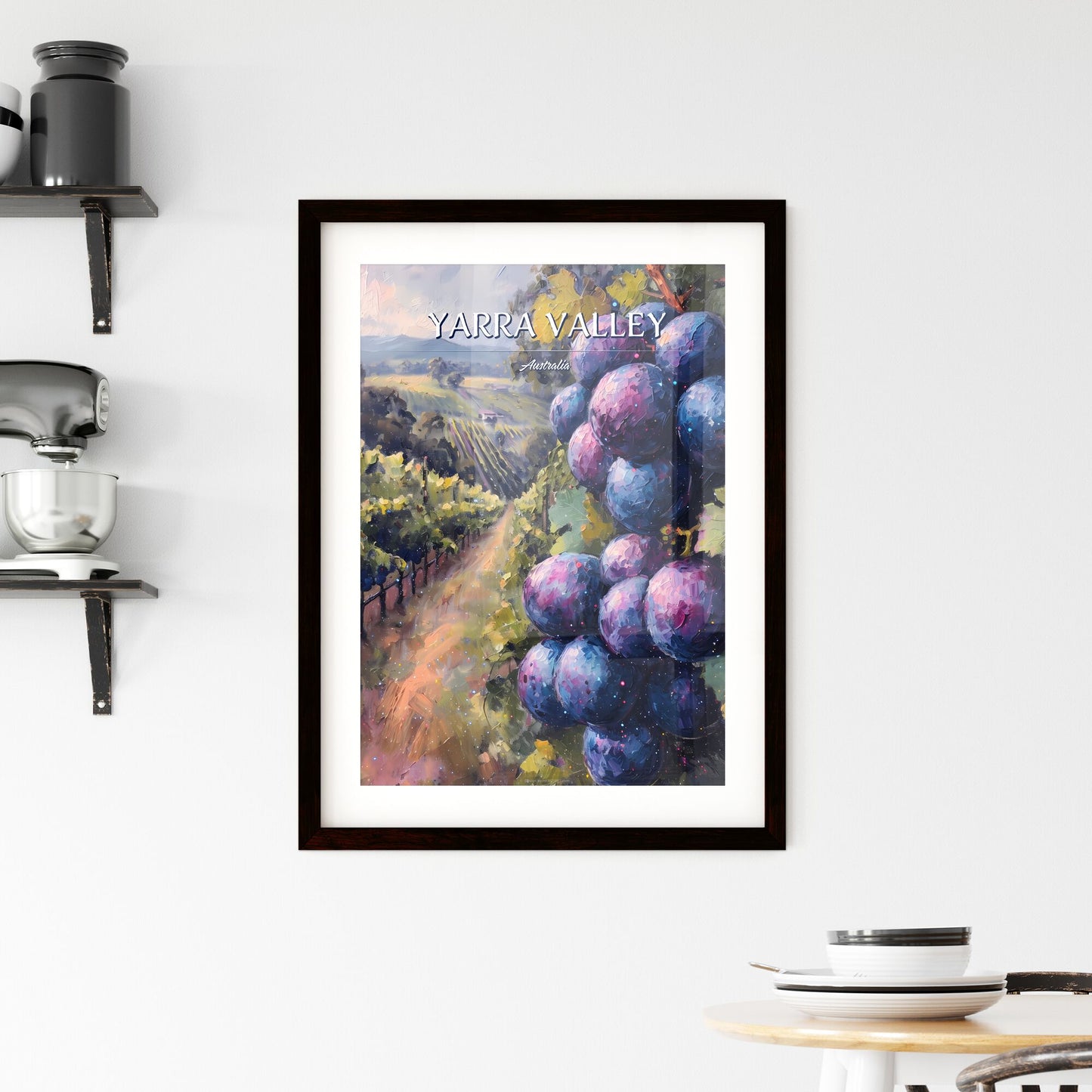 Yarra Valley, Australia - Art print of a painting of grapes on a vine Default Title