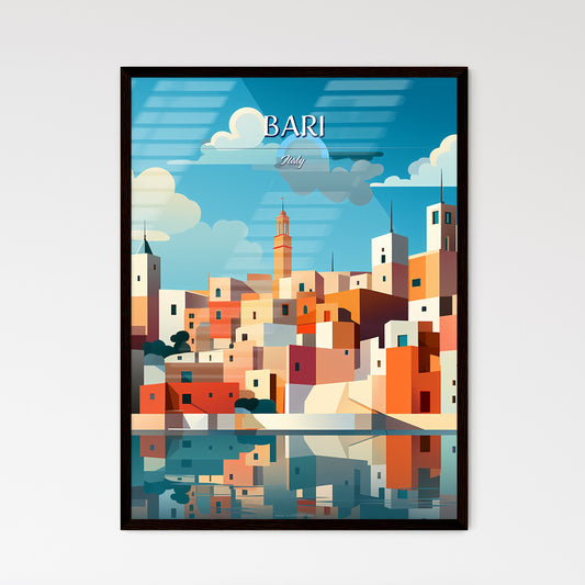Bari, Italy - Art print of a city with buildings and a body of water Framed Art