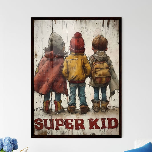 Cute cartoon of Child-friendly superhero - Art print of a group of children standing together Default Title