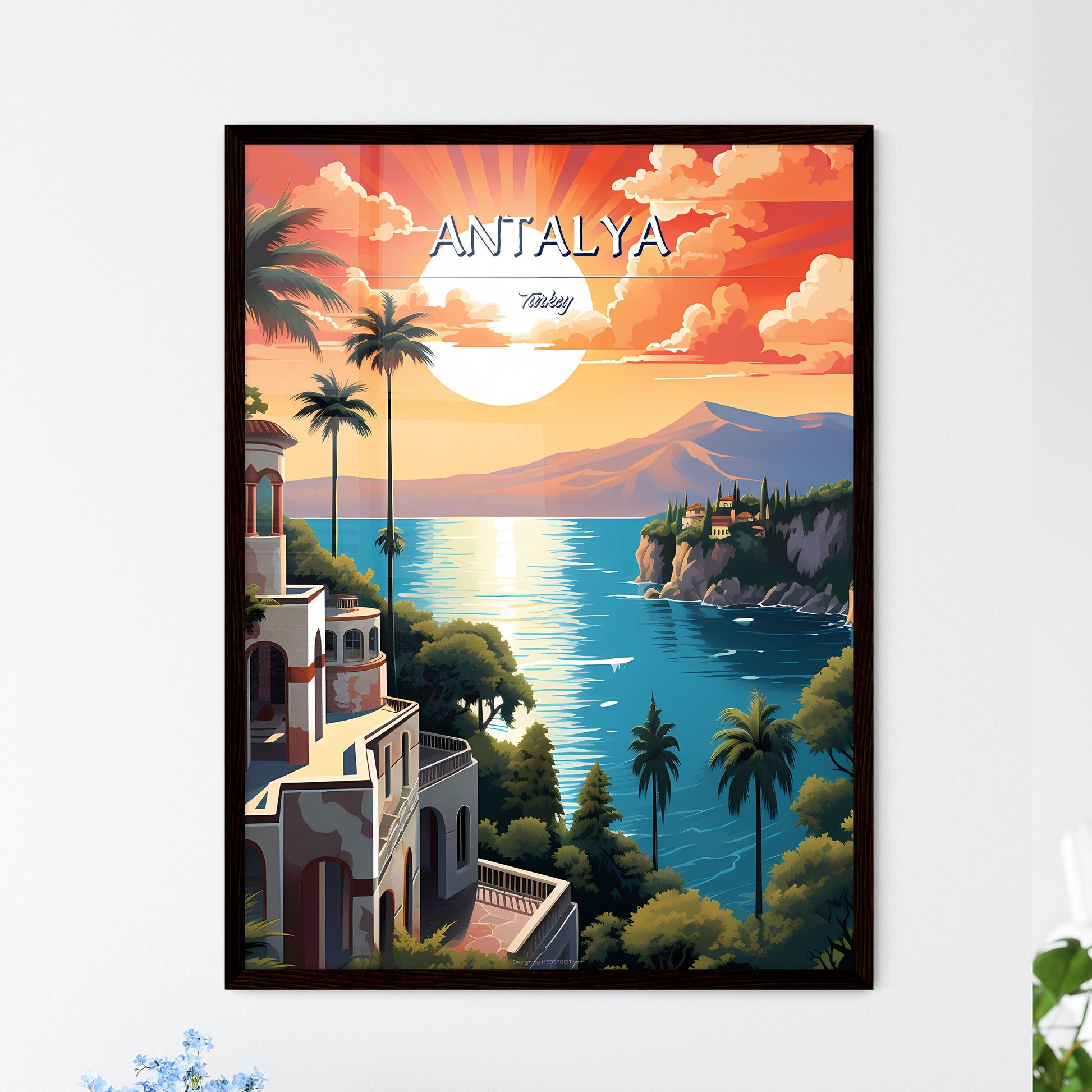 Antalya, Turkey - Art print of a building near the water Framed Art