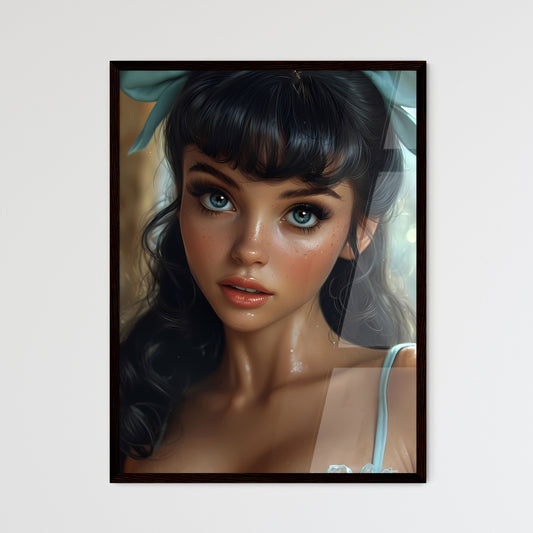 Desgin pin up girl portrait illustration - A - Framed Art Print