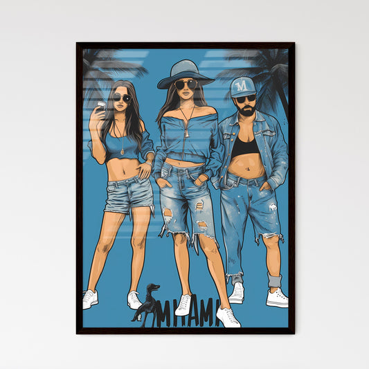 Poster with bottom text MIAMI in bold font - - Framed Art Print