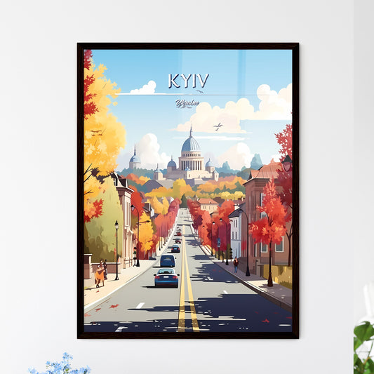 Kyiv, Ukraine - Art print of a road with cars on it Framed Art