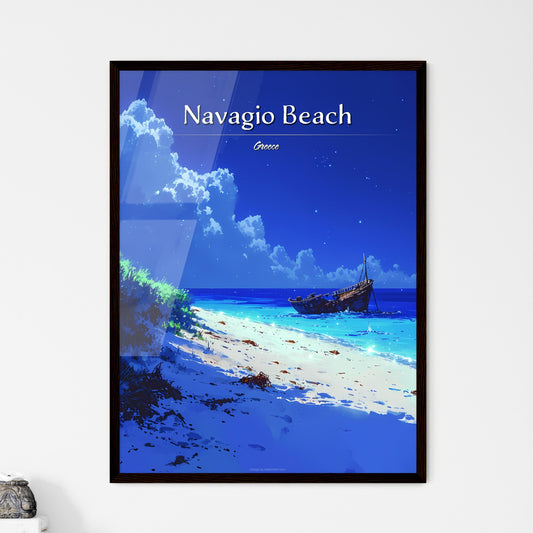 Navagio Beach, Greece - Art print of a boat in the water Default Title