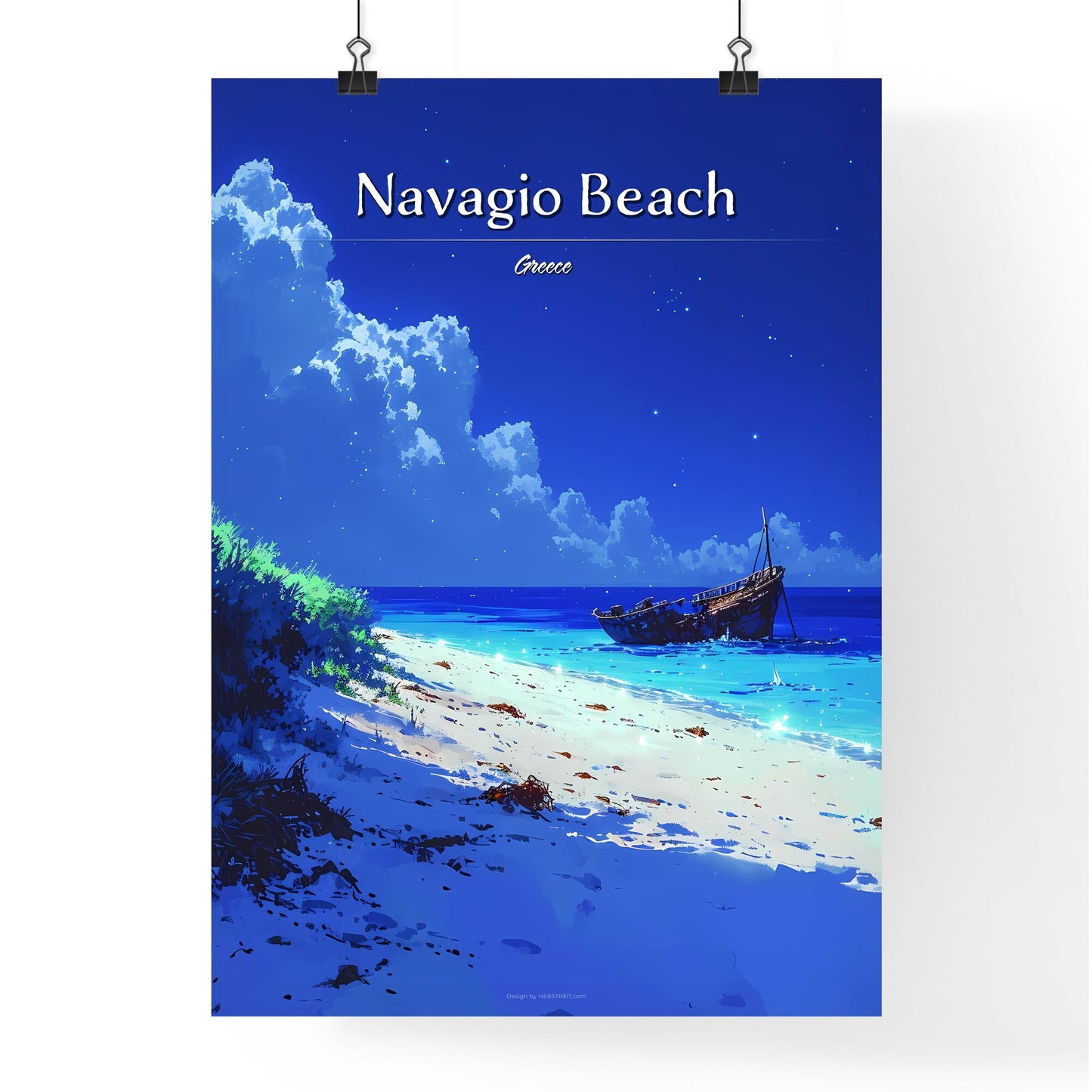 Navagio Beach, Greece - Art print of a boat in the water Default Title