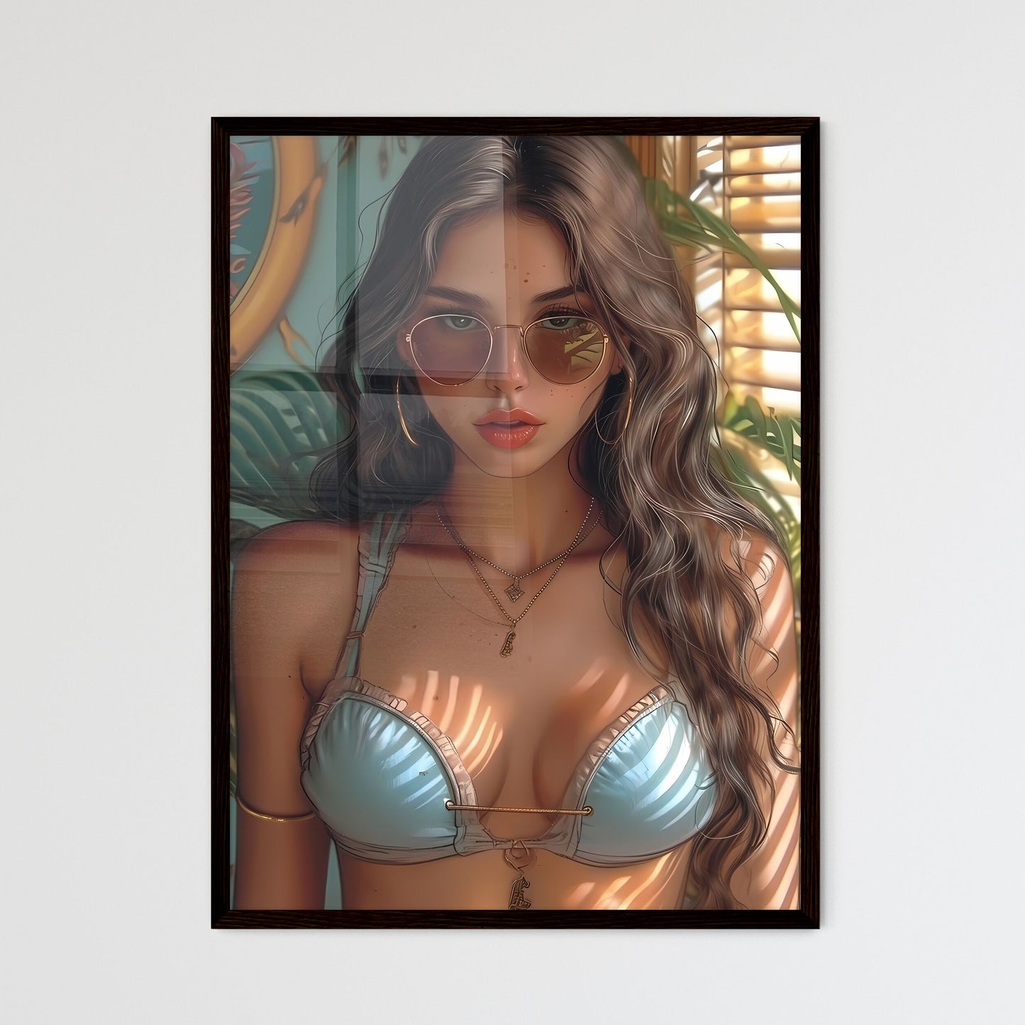 Smart vintage pin up girl - Art print of a w - Framed Art Print