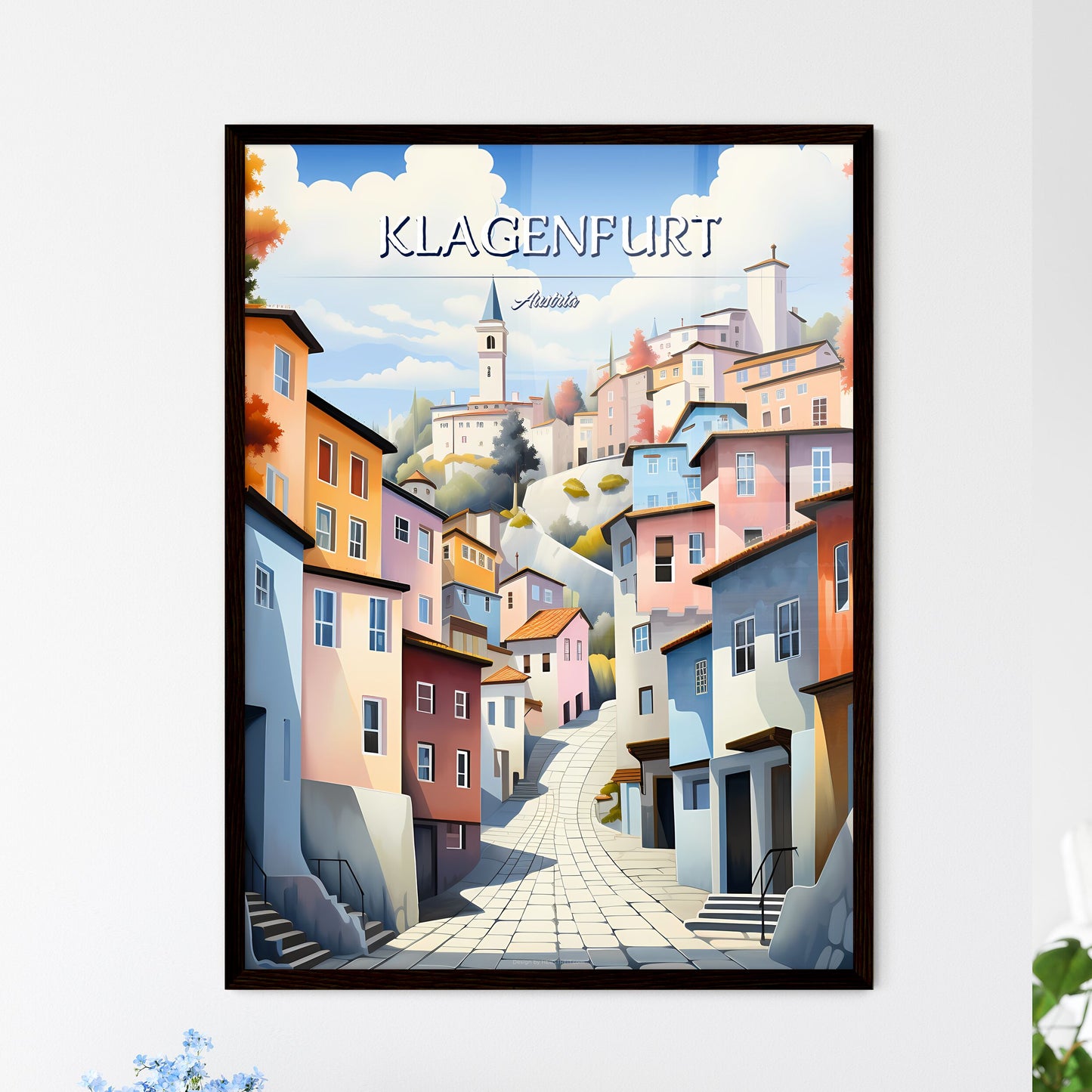 Klagenfurt, Austria - Art print of a painting of a town Framed Art