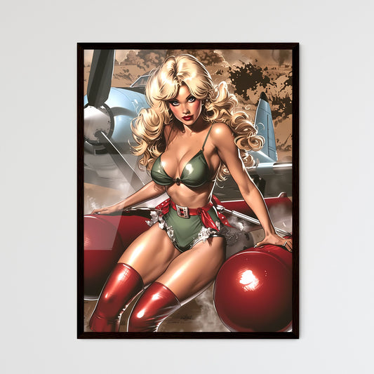 American kitsch style art work of a girl rid - Framed Art Print