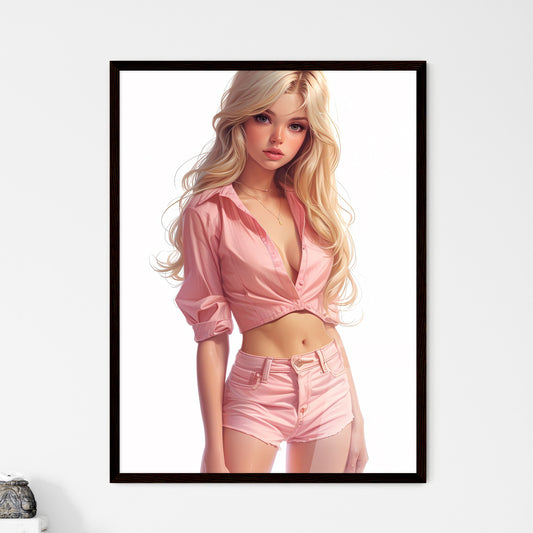 Smart vintage pin up girl on a white backgro - Framed Art Print