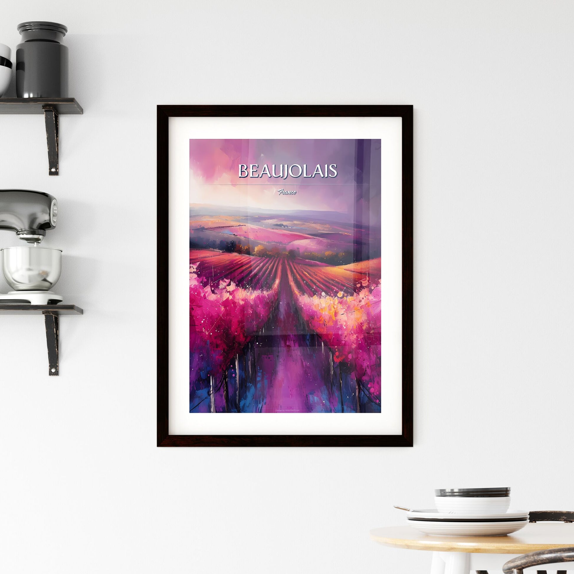Beaujolais, France - Art print of a painting of a field of pink flowers Default Title