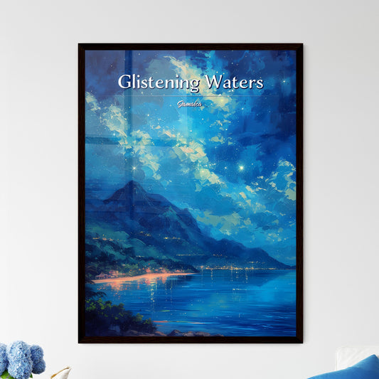 Glistening Waters Luminous Lagoon, Jamaica - Art print of a painting of a mountain and a body of water Default Title