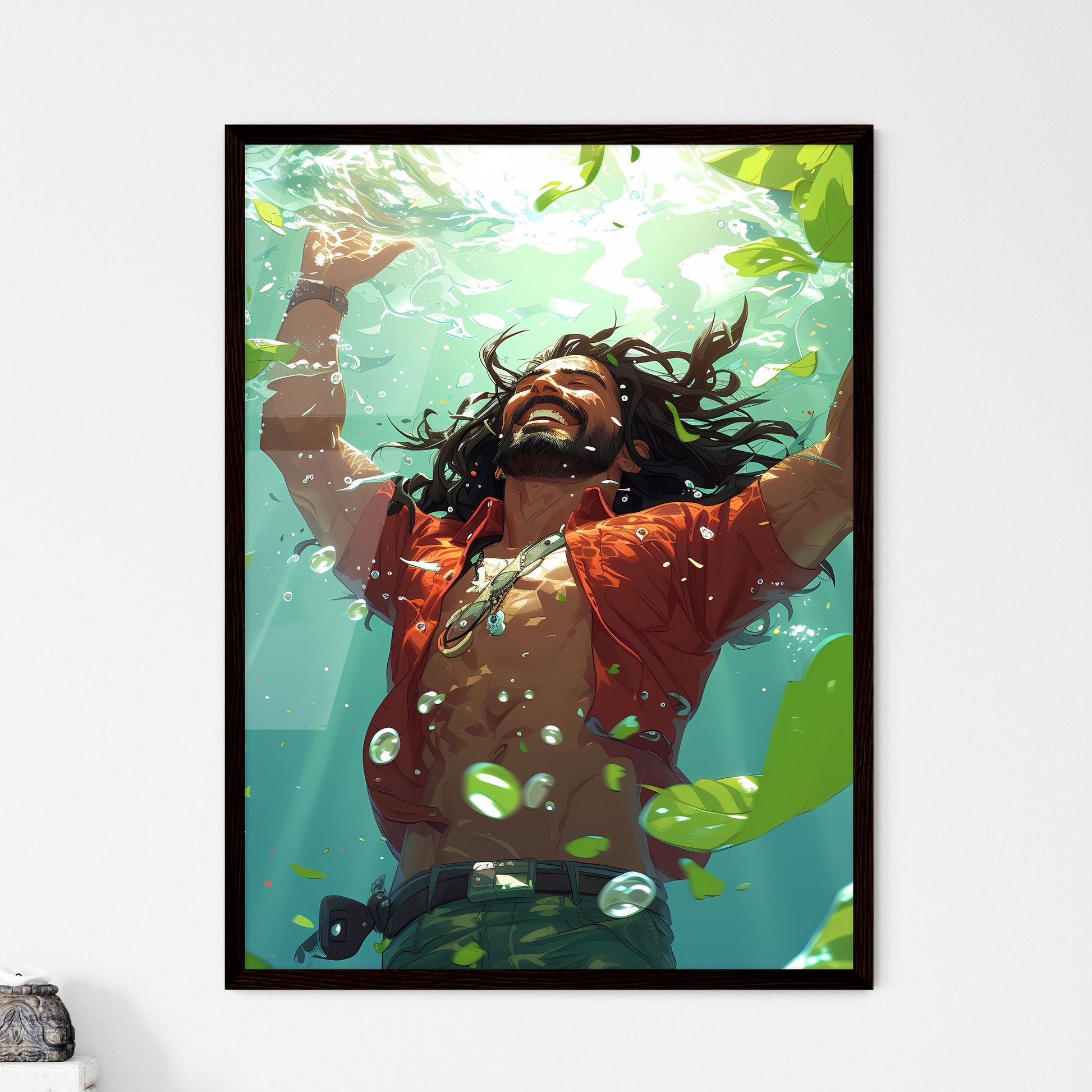 Prophet isaah - Art print of a man under water with leaves Default Title