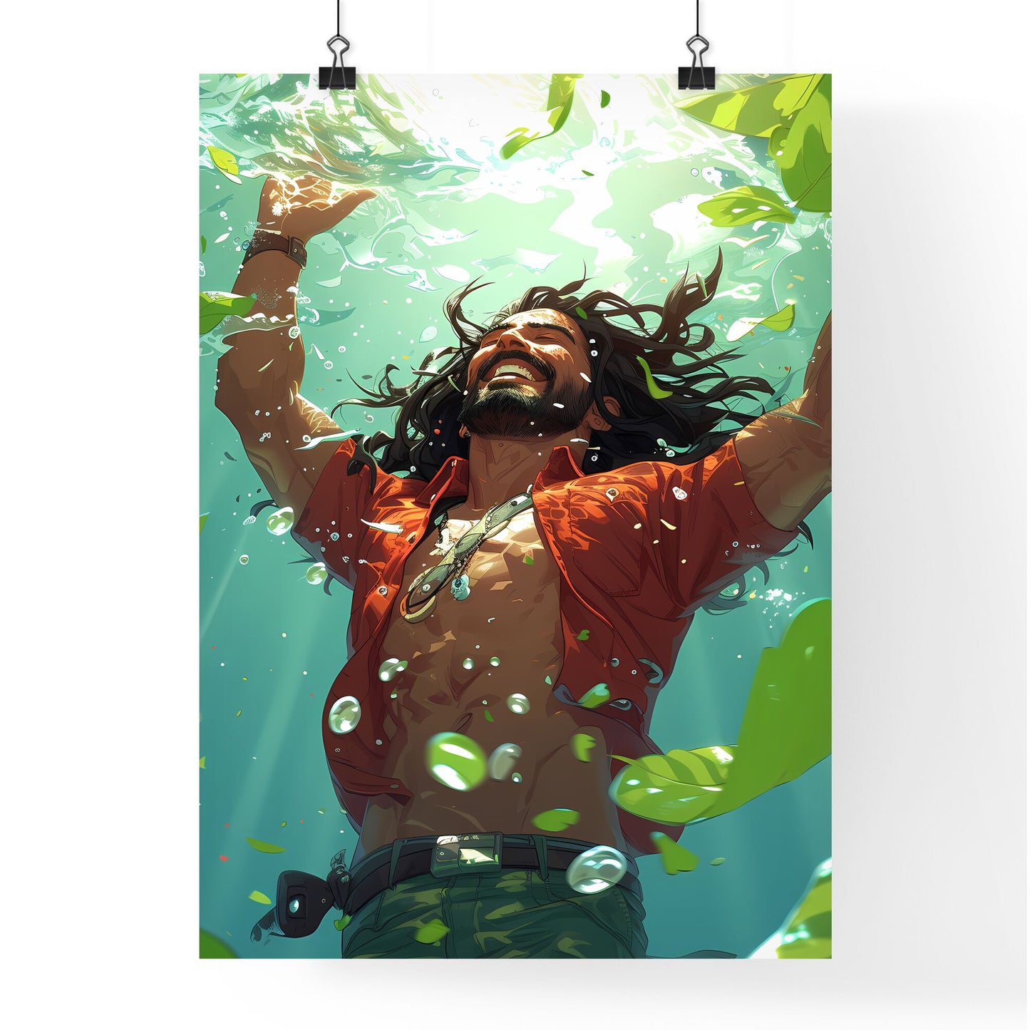 Prophet isaah - Art print of a man under water with leaves Default Title