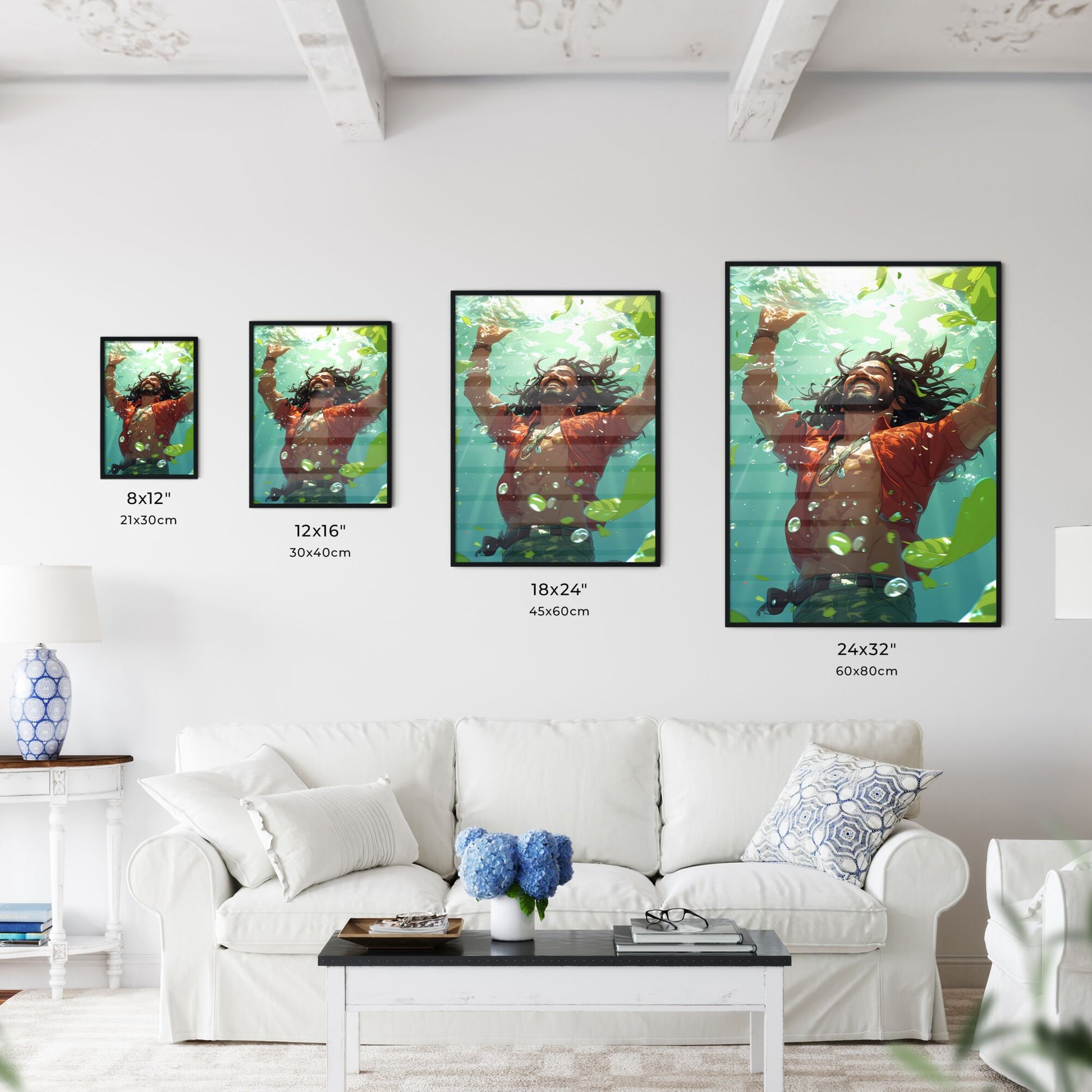 Prophet isaah - Art print of a man under water with leaves Default Title