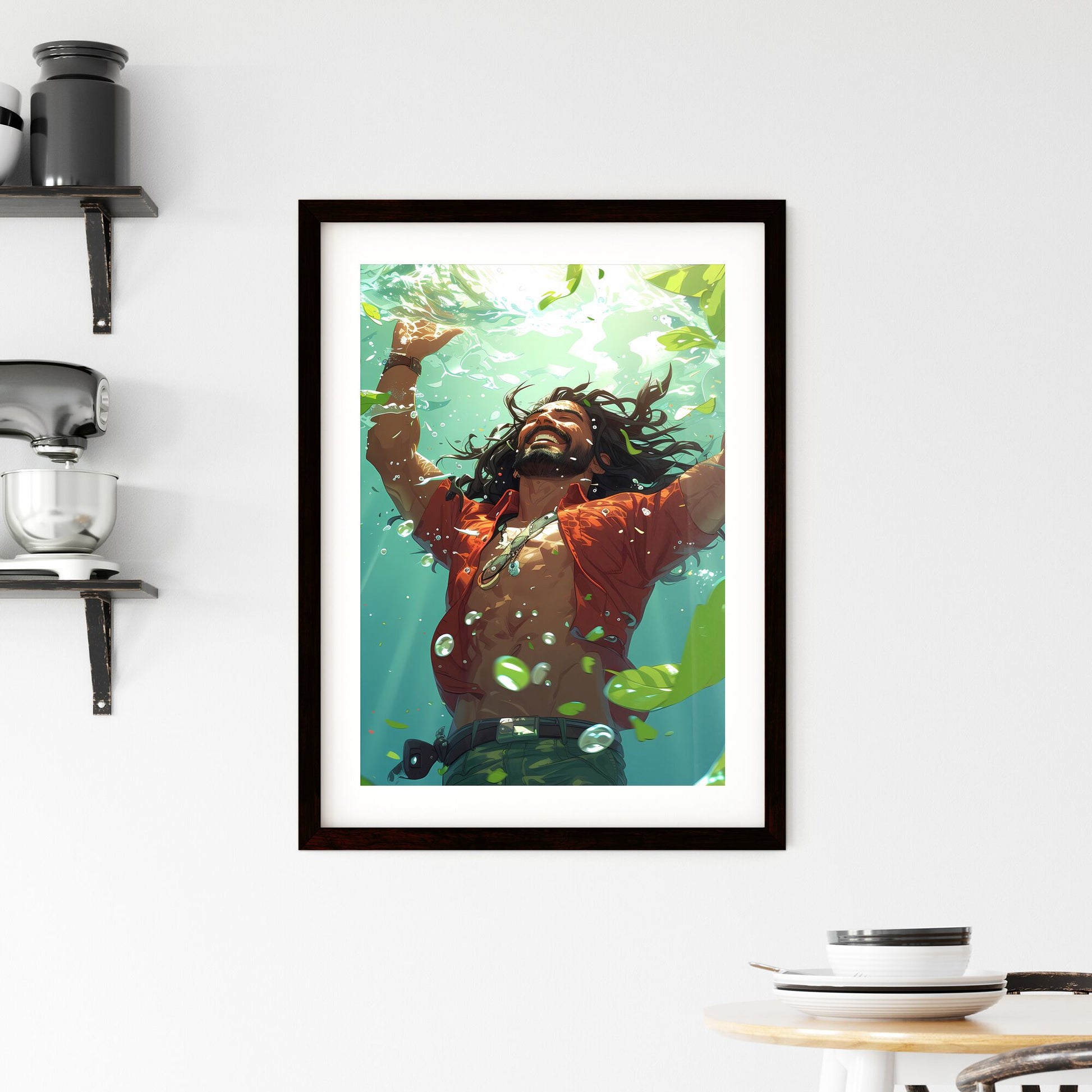 Prophet isaah - Art print of a man under water with leaves Default Title