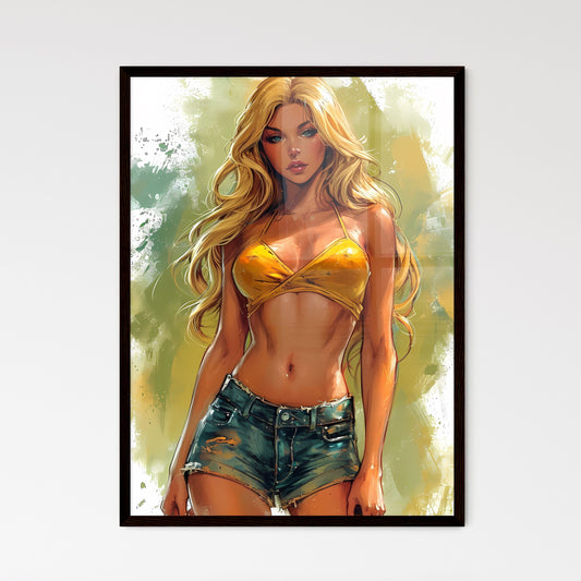 Illustration of a beautiful pin up model ful - Framed Art Print