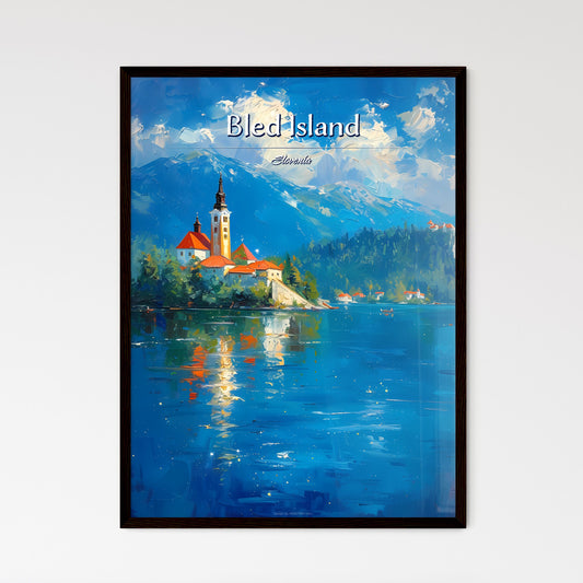 Bled Island, Slovenia - Art print of a painting of a building on an island in a lake Default Title