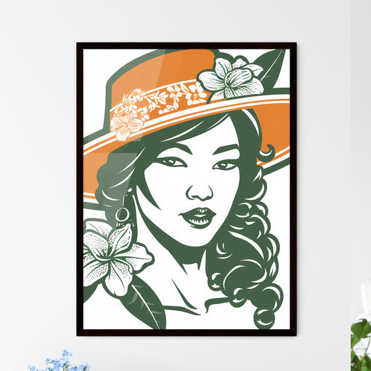 Logo design, Chinese fruit farmer and citrus in one, white background - Art print of a woman with a hat and flowers Default Title