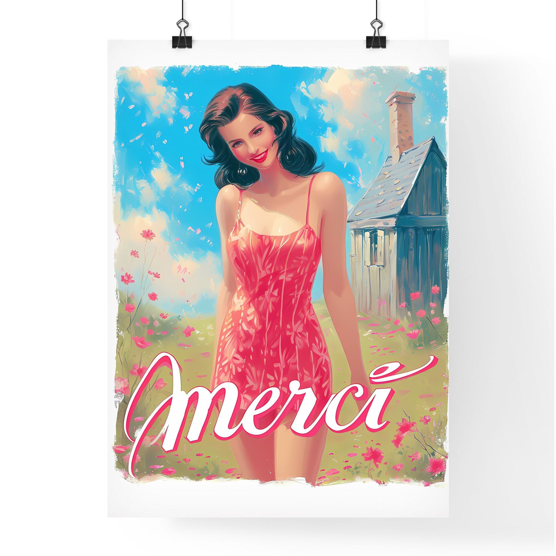 Merci - Art print of a woman in a dress Default Title