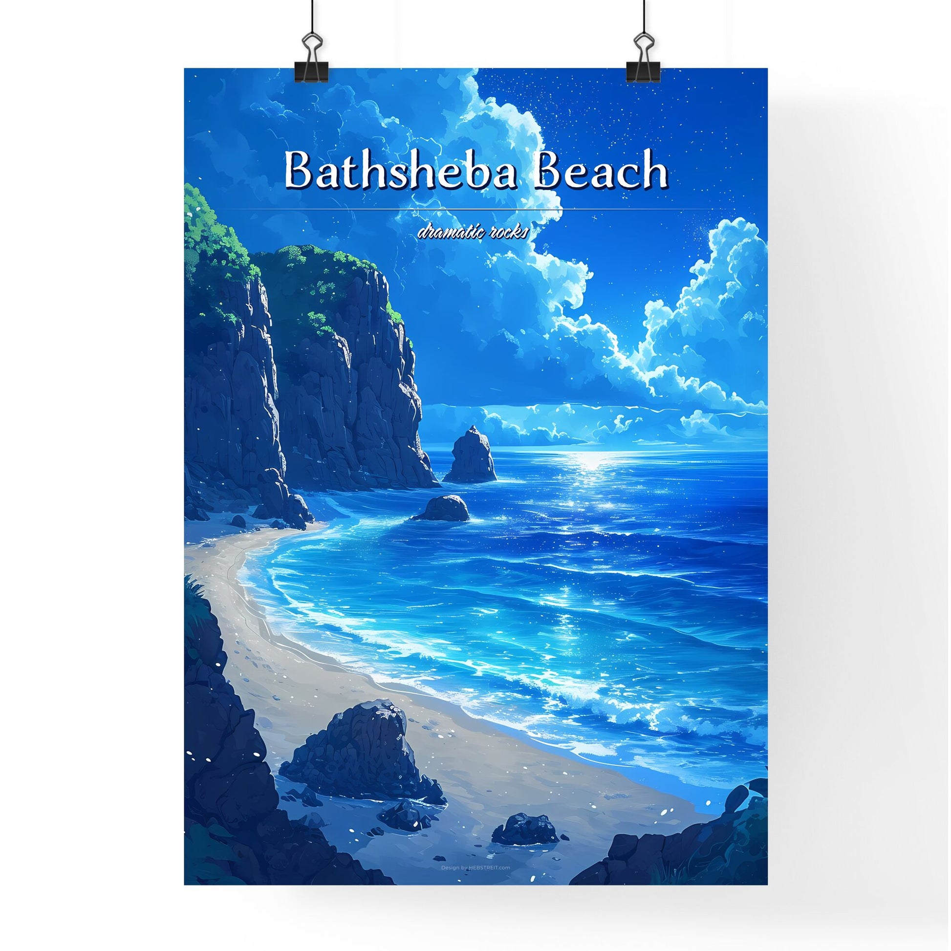 Bathsheba Beach - Art print of a beach with rocks and water Default Title