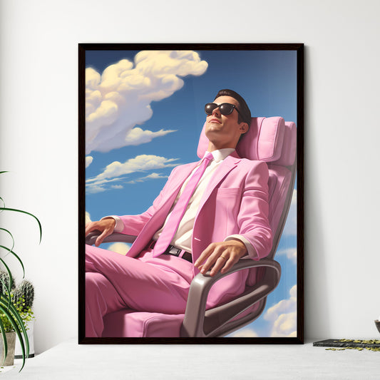 Today, your inner voice is louder and clearer - Art print of a man in a pink suit and sunglasses sitting in a chair Default Title