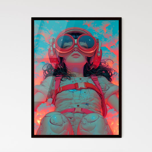 A TRENDY young person records voice - Art print of a girl wearing goggles and a red helmet Default Title