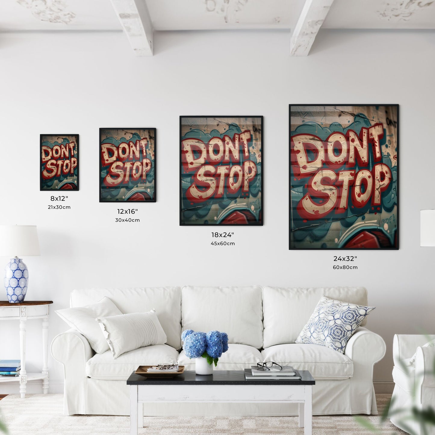 Repeated pattern of the word DONT STOP in hand-writting graffiti-style - Art print of a graffiti on a wall Default Title
