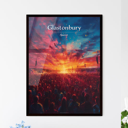 Glastonbury - Art print of a large crowd of people watching a fire Default Title
