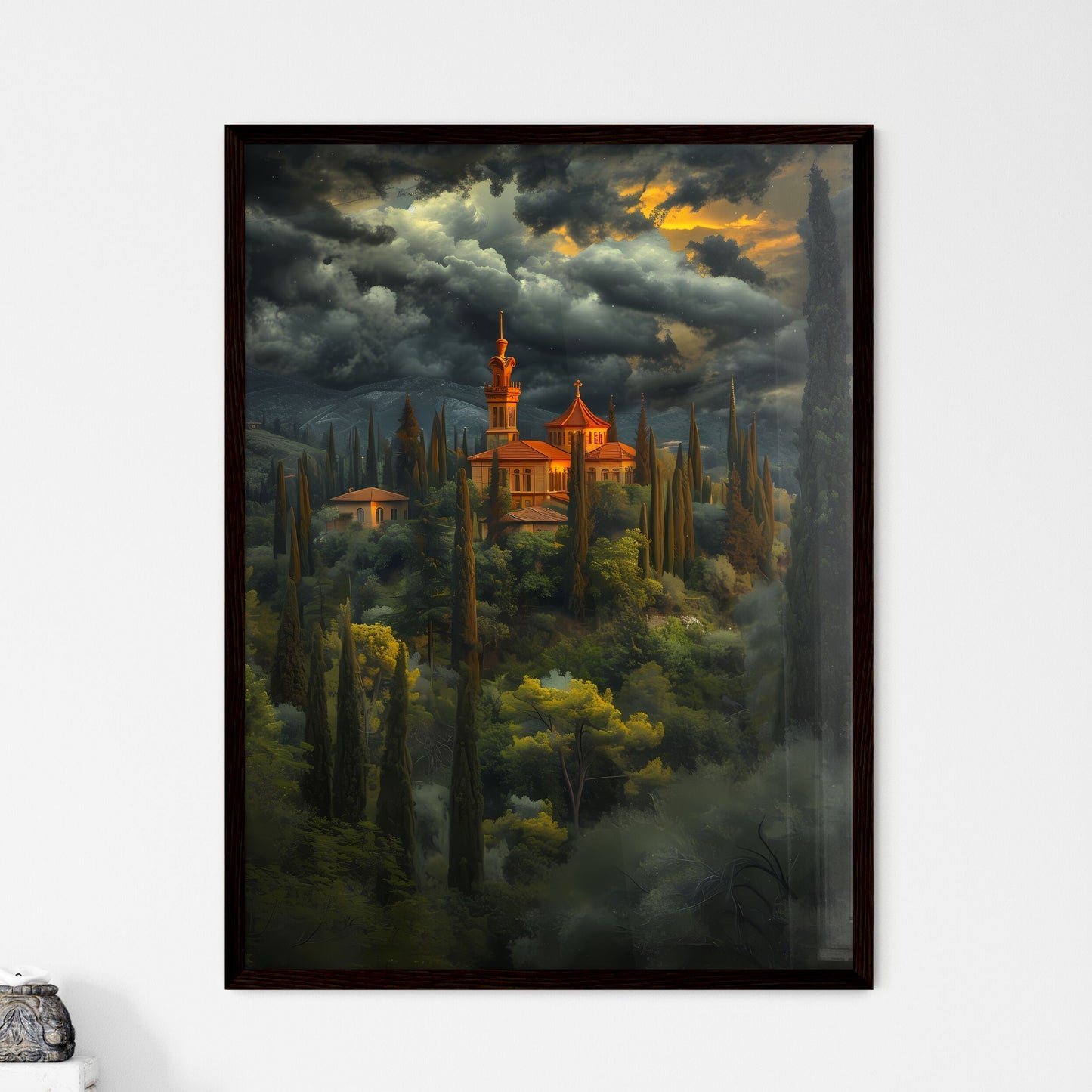 Small ancient Israelite village in rolling h - Framed Art Print