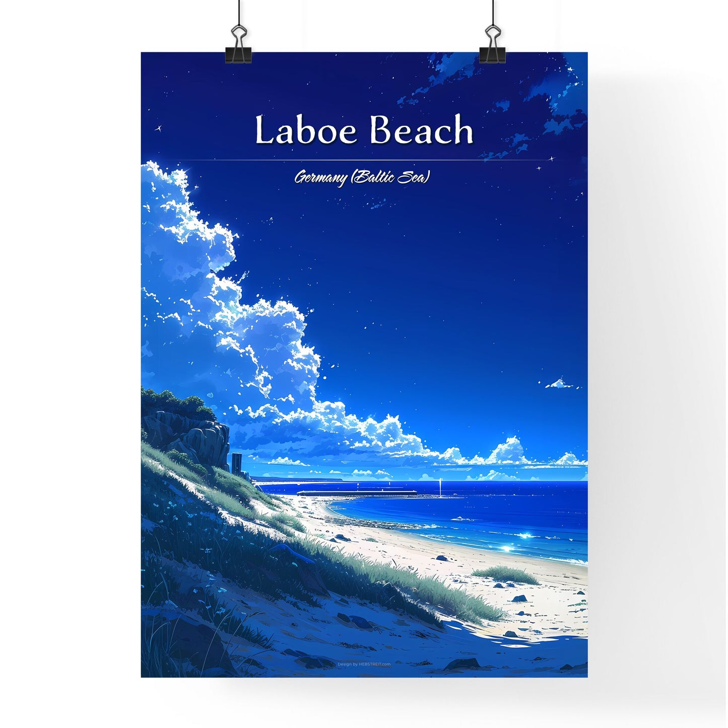 Laboe Beach, Germany (Baltic Sea) - Art print of a beach with a cliff and a body of water Default Title
