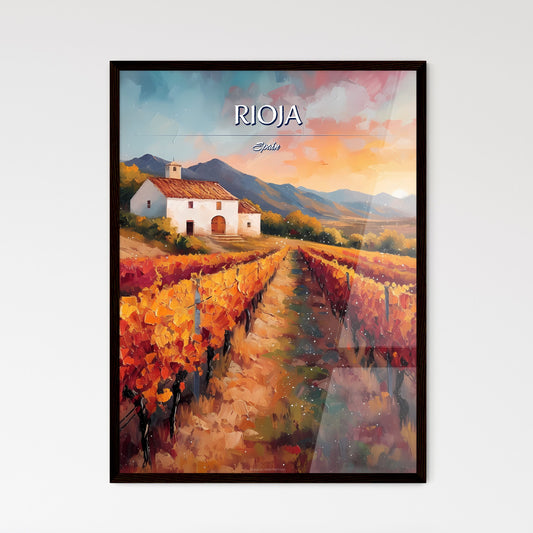Rioja, Spain - Art print of a painting of a vineyard with a house in the background Default Title