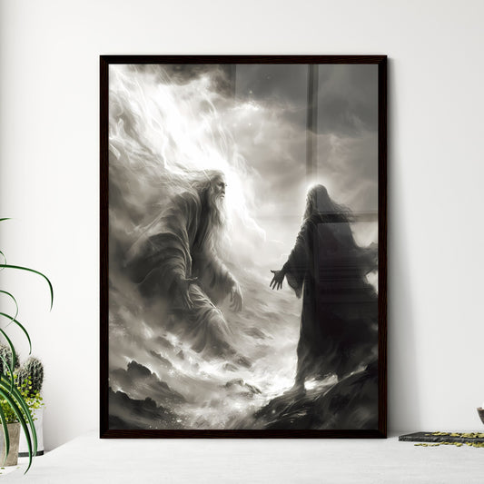 One of your fellow prophets confesses to the great Elijah, seeking his guidance and intervention - Art print of a man and woman in the clouds Default Title