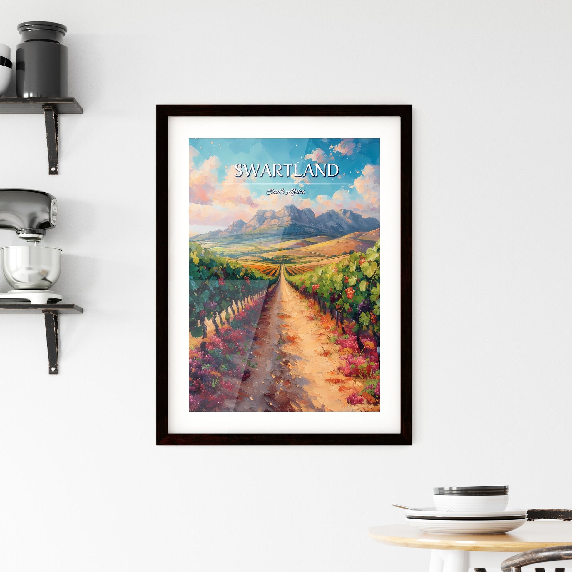 Swartland, South Africa - Art print of a painting of a vineyard Default Title