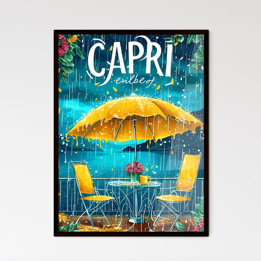 Capri Italy poster with text CAPRI in bodony - Framed Art Print
