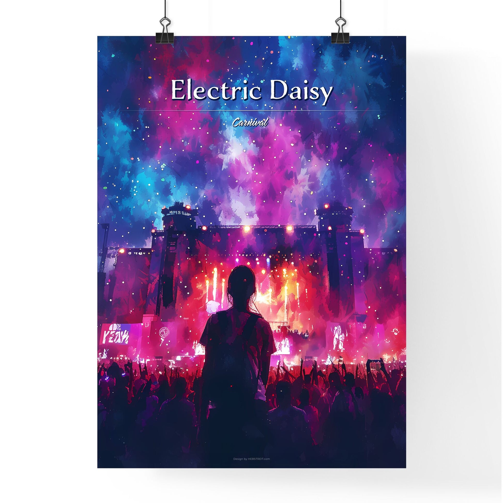 Electric Daisy Carnival (EDC) - Art print of a crowd of people watching a concert Default Title