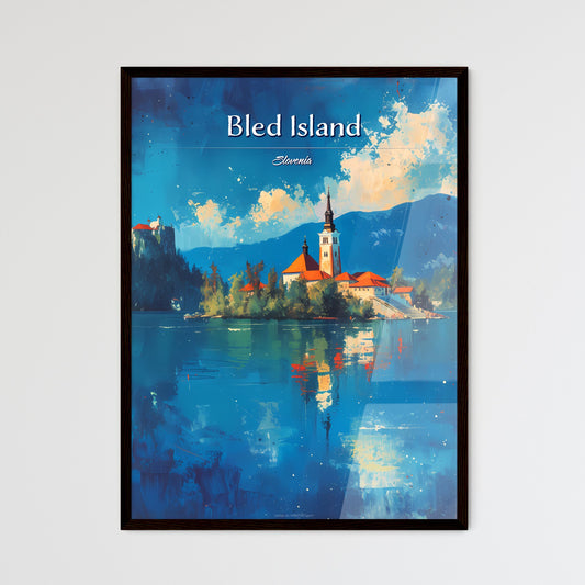 Bled Island, Slovenia - Art print of a building on an island in a lake Default Title
