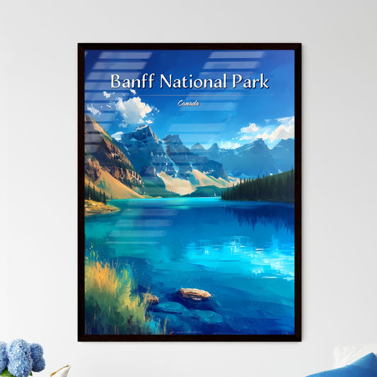 Banff National Park, Canada - Art print of a painting of a lake surrounded by mountains Default Title
