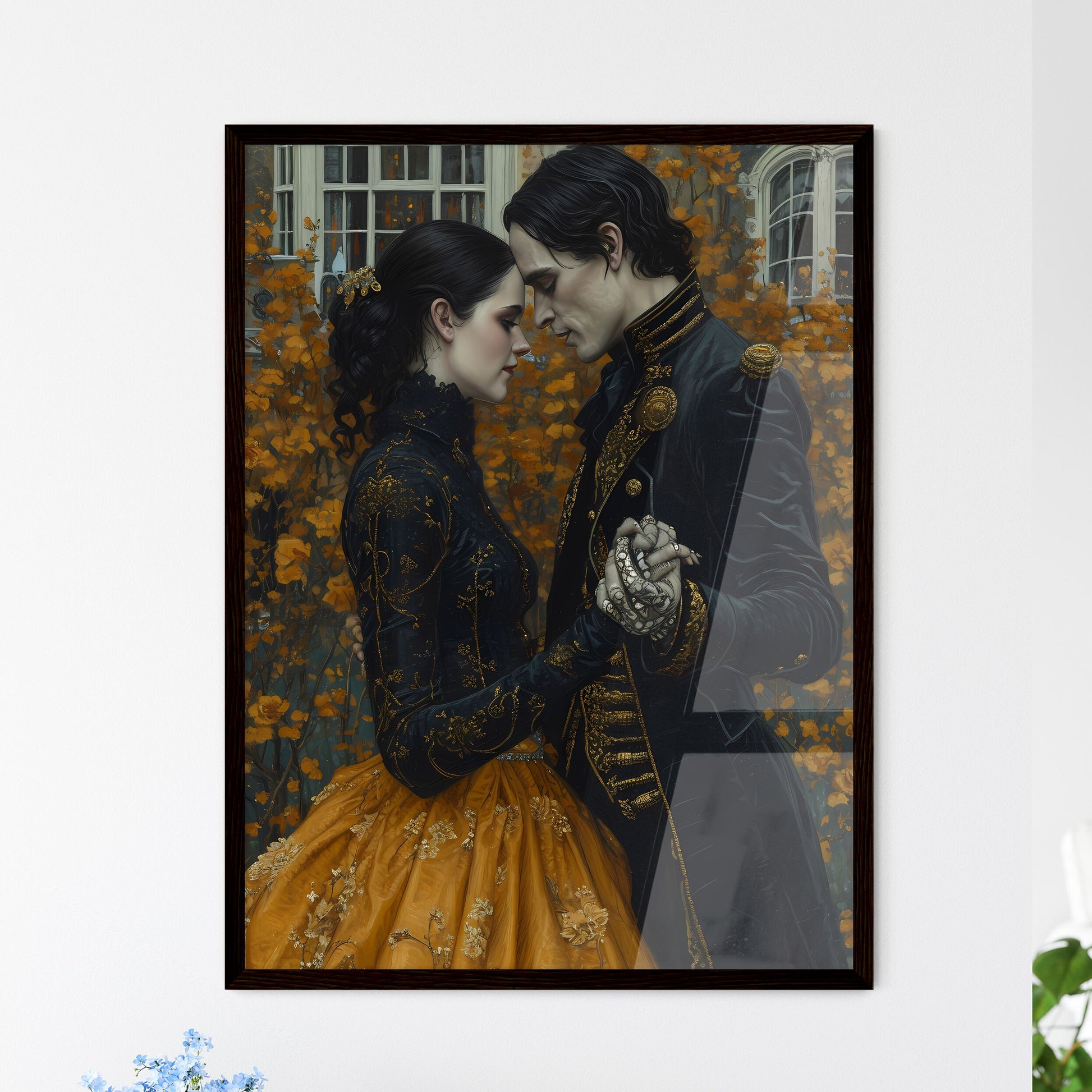 A skeleton slow dances with a beautiful - Ar - Framed Art Print