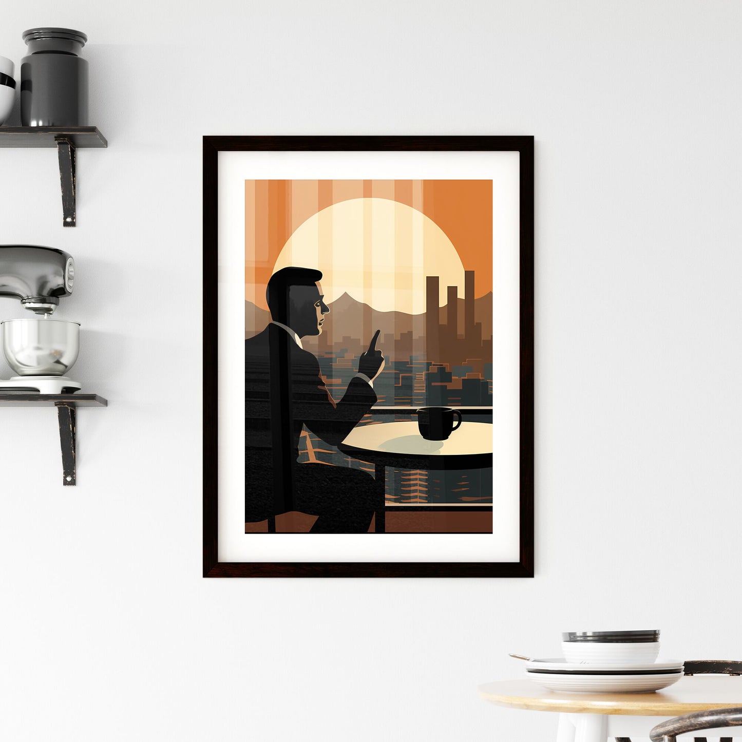 Today, your inner voice is louder and clearer - Art print of a man sitting at a table looking out a window Default Title