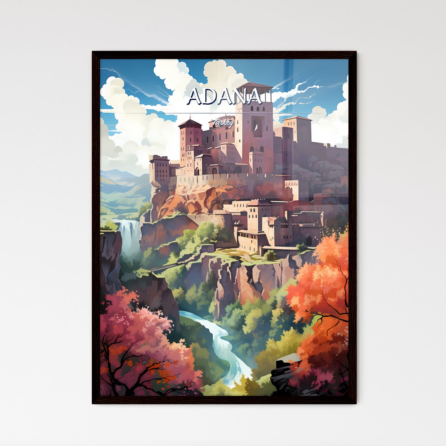 Adana, Turkey - Art print of a castle on a cliff Framed Art