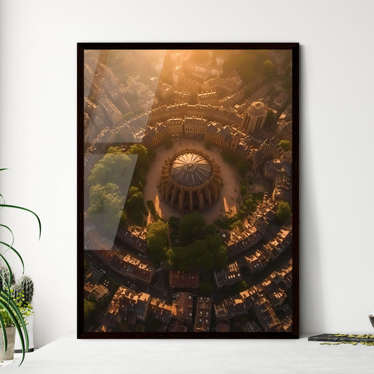 Poster of Paris - Art print of a circular city with trees and buildings Framed Art