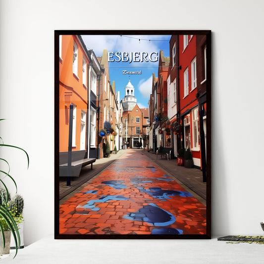 Esbjerg, Denmark - Art print of a brick walkway between buildings Framed Art