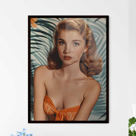 An image of a woman with flowers - Art print - Framed Art Print