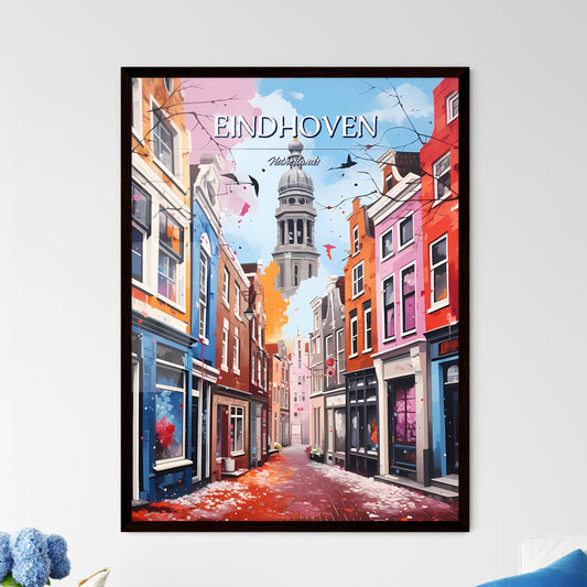 Eindhoven, Netherlands - Art print of a street with buildings and a tower Default Title
